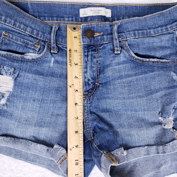 Abercrombie Fitch Distressed Jean Shorts Rolled Hem Casual Grunge Women Size 4 - Picture 3 of 9